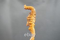 Classy Wood Walking Stick Cane Blumenmuster Carved Grasshopper