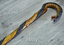 Cobra Brown Hand Carved Wooden Walking Stick Handmade Cane