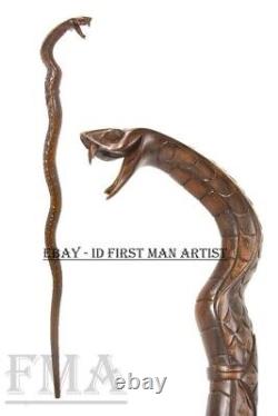 Cobra Walking Stick Wooden Hand Carved Snake Walking Cane For Men Women Best GF