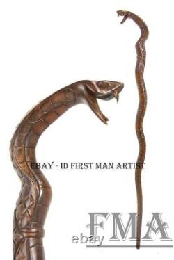 Cobra Walking Stick Wooden Hand Carved Snake Walking Cane For Men Women Best GF