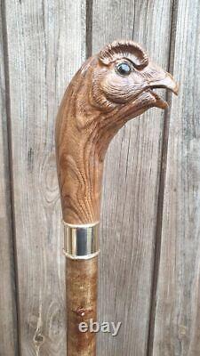Cock Natural Wooden walking stick Full Handmade Replica Work