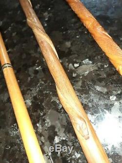 Collection Of 6 Carved Antique Walking Sticks