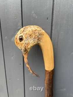 Collectors Hand Carved Curlew Head Walking Stick On Blackthorn Shank