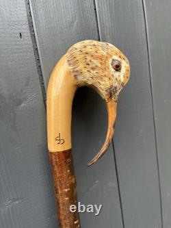 Collectors Hand Carved Curlew Head Walking Stick On Blackthorn Shank