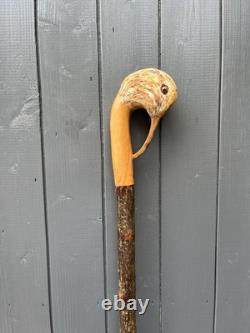 Collectors Hand Carved Curlew Head Walking Stick On Blackthorn Shank