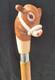 Cow Design Wooden Walking Stick Hand-Carved Ash Wood Cane