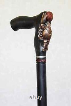 Crab Walking stick Wooden Carved Cane Zodiac Cancer handle Gift Hiking Cane