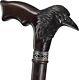 Custom Walking Cane for Men Carved Raven Design Wooden Stylish Men's Canes