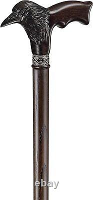 Custom Walking Cane for Men Carved Raven Design Wooden Stylish Men's Canes