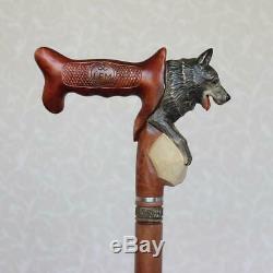 Custom walking cane with American Indian on the top Hand carved handle and shaft