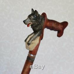 Custom walking cane with American Indian on the top Hand carved handle and shaft