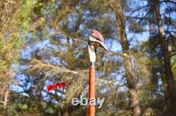Custom wood walking stick, realistic scarlet parrot wood bird, hand carved stick