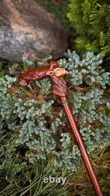 Deer Handmade Walking Cane, Unique Hand carved Hiking stick Gift for Men