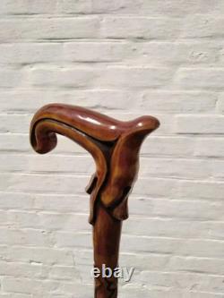 Deign wooden hand carved walking stick for men women walking cane handmade
