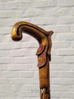 Deign wooden hand carved walking stick for men women walking cane handmade