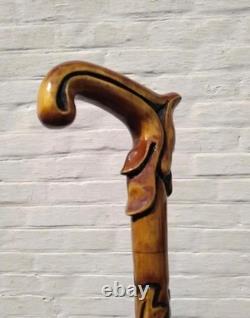 Design wooden hand carved walking stick for men women walking cane handmade