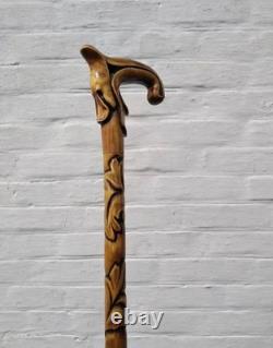 Design wooden hand carved walking stick for men women walking cane handmade
