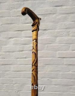 Design wooden hand carved walking stick for men women walking cane handmade