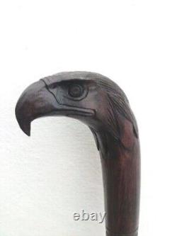 Designer Art Wooden Cane Walking Stick Eagle Bird Wooden Carved Head X Mass GF07