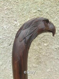 Designer Art Wooden Cane Walking Stick Eagle Bird Wooden Carved Head X Mass GF07