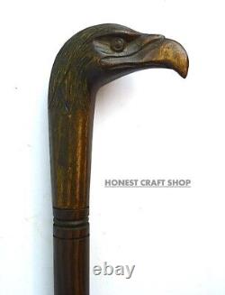 Designer Cane Eagle Head Wooden Hand Carved Walking Stick For Men Women Gift