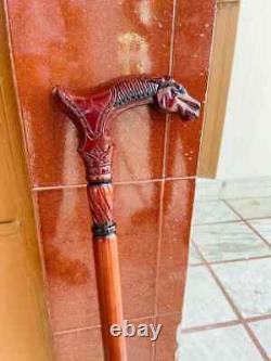 Designer Horse Head Hand Carved Walking Cane Unique Walking Stick Crafted Wood