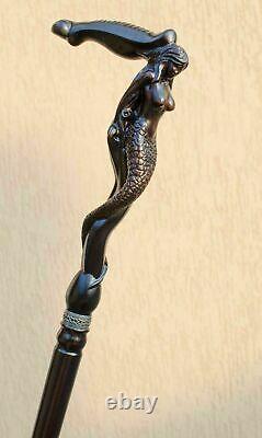 Designer Men's Wooden Walking Canes Sticks Siren Stylish Carved Antique Cane