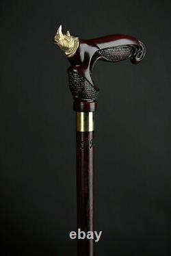 Designer Walking canes Walking Stick Rhinoceros Walking cane Hand Carved