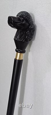 Dog Carved Handle Full Wooden Cane Walking Stick handMade Walking Cane Vintage