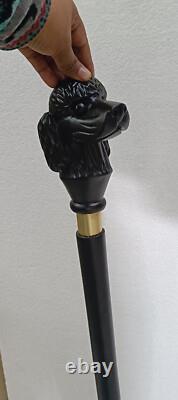 Dog Carved Handle Full Wooden Cane Walking Stick handMade Walking Cane Vintage
