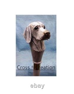 Dog Head Carved Handle Unique Style Wooden Walking Stick Cane Weimaraner Best