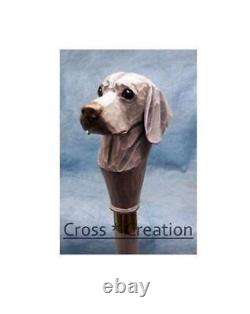 Dog Head Carved Handle Unique Style Wooden Walking Stick Cane Weimaraner Best