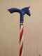 Donkey head wooden walking stick hand carved walking cane USA flag style gifts