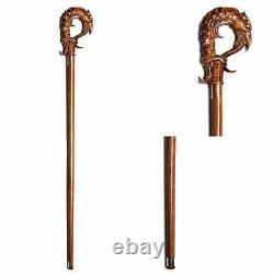 Dragon Cane Design Wooden Walking Stick Designer Brown Hand Carved Cane Stick