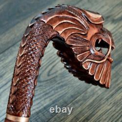 Dragon Cane Walking Stick Wood Walking Cane Wooden Hand-Carved Carving Handmade