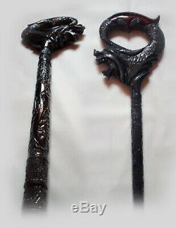 Dragon Carved, walking sticks Dragon, handmade cane, Dragon Wood walking stick