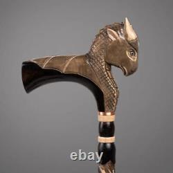 Dragon Handle Walking Cane Wooden Hand Carved Crafted Walking Stick