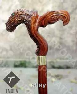 Dragon Handle Walking Stick Wooden Hand Carved Dragon Walking Cane Best Gift