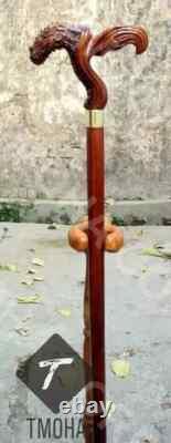 Dragon Handle Walking Stick Wooden Hand Carved Dragon Walking Cane Best Gift