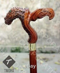 Dragon Handle Walking Stick Wooden Hand Carved Dragon Walking Cane Best Gift B3