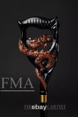 Dragon Handle Wooden Walking Stick Hand Carved Unique Walking Cane Stick Gift
