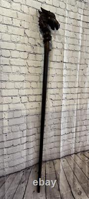 Dragon Head 140cm Staff Tribal African Walking Stick Cane Hand Carved Dark Wood