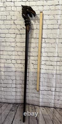 Dragon Head 140cm Staff Tribal African Walking Stick Cane Hand Carved Dark Wood