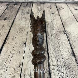 Dragon Head 140cm Staff Tribal African Walking Stick Cane Hand Carved Dark Wood