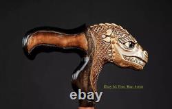 Dragon Head Handle Wooden Walking Stick Hand Carved Walking Cane Unique Gift