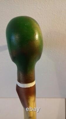 Duck Handle Walking stick, Hand carved wooden Mallard