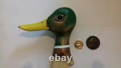 Duck Handle Walking stick, Hand carved wooden Mallard