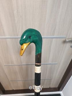 Duck walking stick, handmade, wood carved duck walking cane