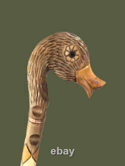 Duck wooden cane Vintage walking stick