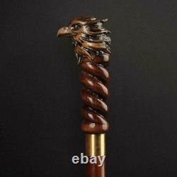 Eagle Head Hand Carved Handmade Handle Wooden Walking Stick Cane Hiking